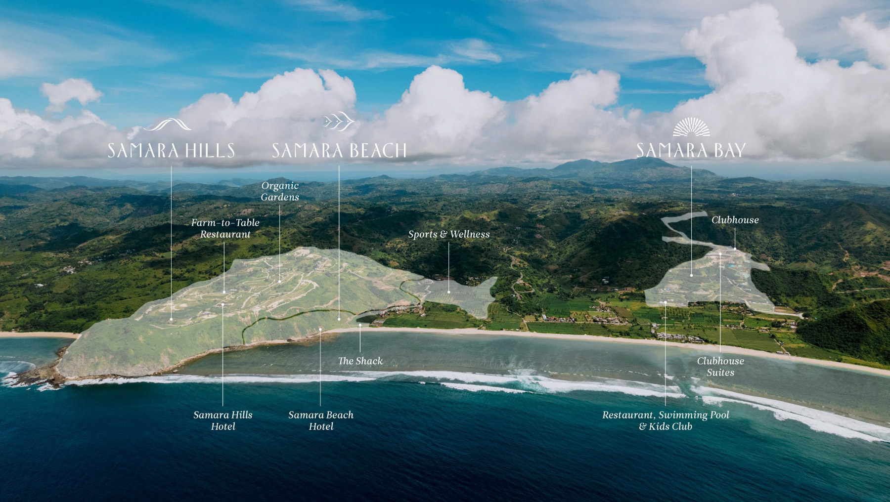Samara Lombok masterplan — Hills, Beach and Bay districts